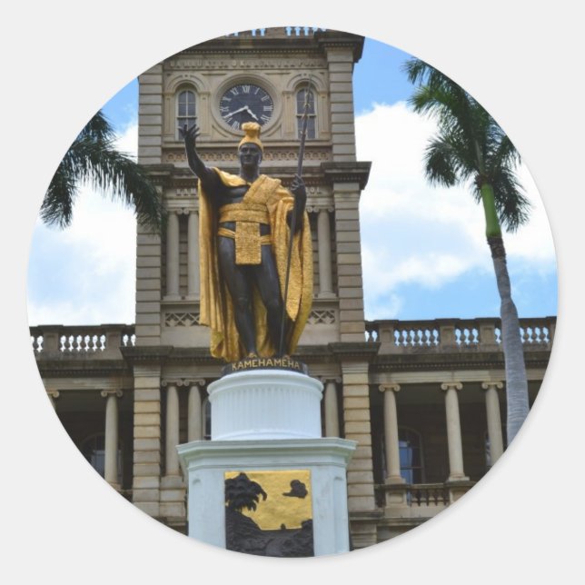 Adesivo Redondo estátua de kamehameha (Frente)