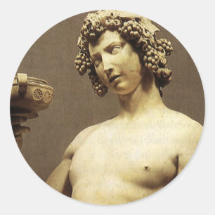 Adesivo Redondo Estátua de Renascença Vintage Bacchus por Michel