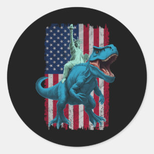 Adesivo Redondo Estátua Dino Da Liberdade 4 De Julho Camisas Amer