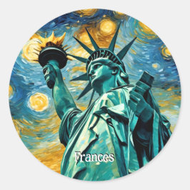 Adesivo Redondo Estátua do Impressionismo da Liberdade