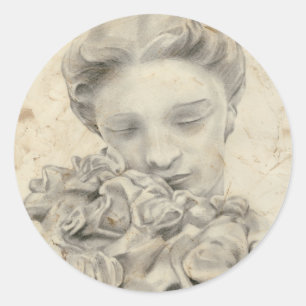 Adesivo Redondo Estátua no Jardim I