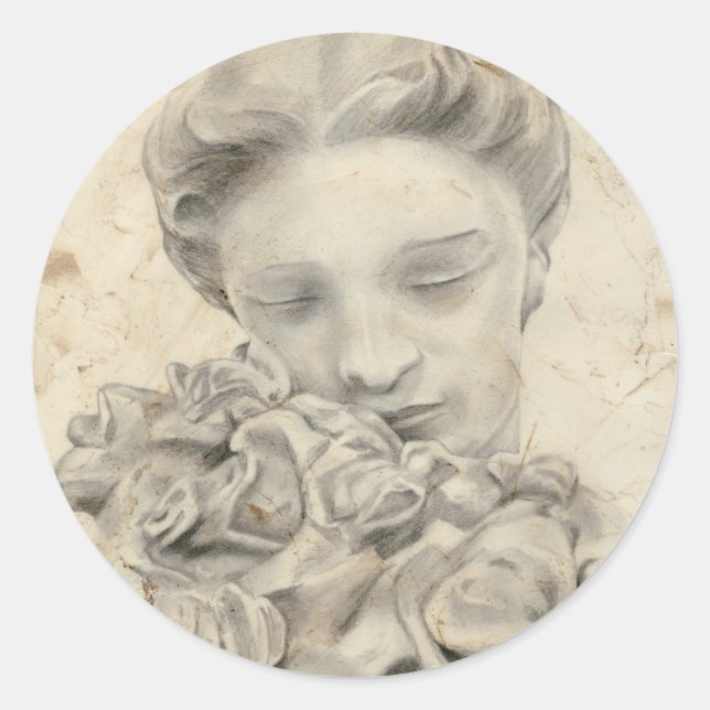 Adesivo Redondo Estátua no Jardim I (Frente)