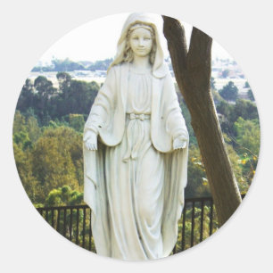 Adesivo Redondo Estátua Virgem Maria