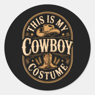 Adesivo Redondo Este É Crachá Vintage de Fantasia de Cowboy Botas