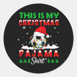 Adesivo Redondo Este É Meu Chapéu de Natal de Futebol de Pijama de