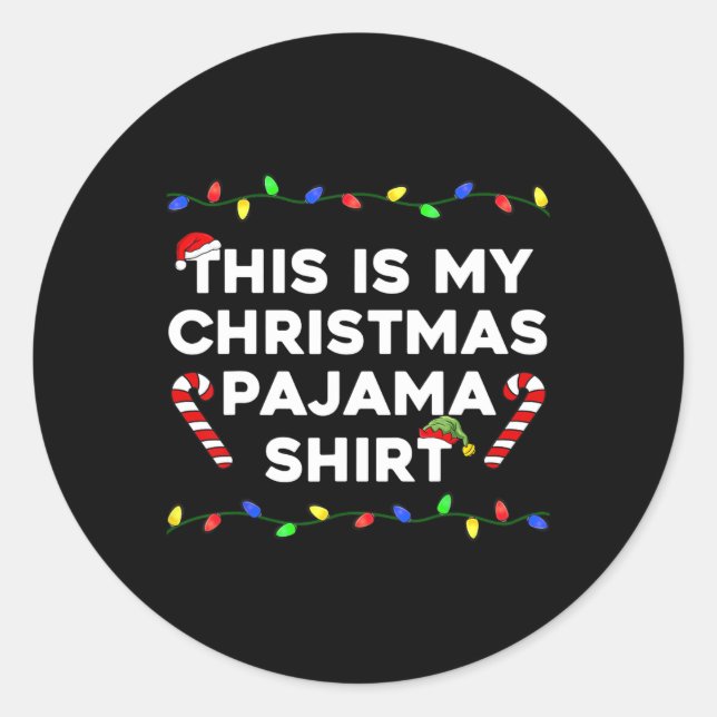 Adesivo Redondo Este É Meu Natal Pajama Diversão Fam Férias (Frente)