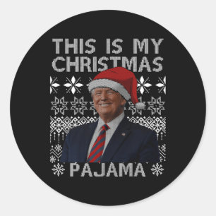 Adesivo Redondo Este É Meu Natal Pajama Engraçado Xmas Corresponde