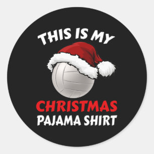 Adesivo Redondo Este É Meu Natal Pajama Engraçado Xmas De Voleibol