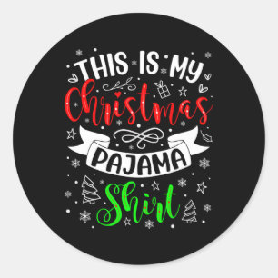 Adesivo Redondo Este É Meu Natal Pajama Xmas Matando Família C