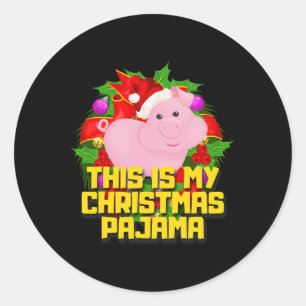 Adesivo Redondo Este É O Meu Amor De Porco De Natal Pig Cute Xmas