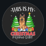 Adesivo Redondo Este É O Meu Cachorro German shepherd De Natal Do<br><div class="desc">Este É O Meu German shepherd De Natal Do Pajama, Xmas</div>
