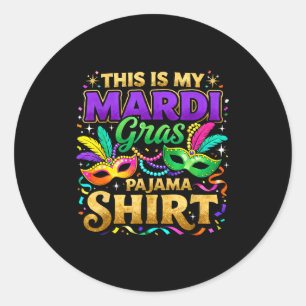 Adesivo Redondo Este é o meu design de festa de pijama do Mardi Gr