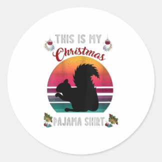 Adesivo Redondo Este É O Meu Esquilo De Camisas De Pajama De Natal