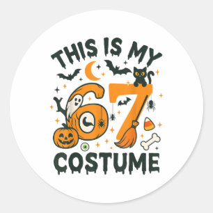 Adesivo Redondo Este é o meu figurino de Halloween 67 Meme dizendo