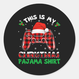 Adesivo Redondo Este É O Meu Jogo De Vídeo De Camisas De Pijama De