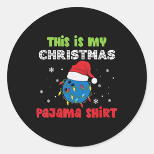 Adesivo Redondo Este É O Meu Natal De Boliche Do Pajama