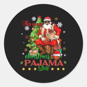 Adesivo Redondo Este É O Meu Natal Pajama Afro-Americano