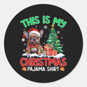 Adesivo Redondo Este É O Meu Natal Pajama Amantes Franceses Do Bul