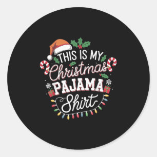 Adesivo Redondo Este É O Meu Natal Pajama Camisas Homens Mulheres