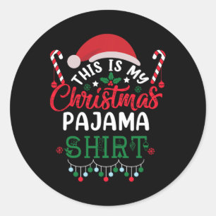 Adesivo Redondo Este É O Meu Natal Pajama Divertido No Natal 1