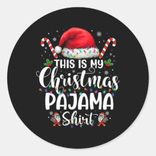 Adesivo Redondo Este É O Meu Natal Pajama Engraçado Homens Do Xmas