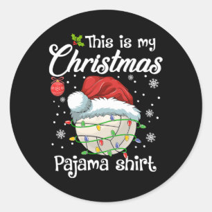 Adesivo Redondo Este É O Meu Natal Pajama Esporte De Voleibol
