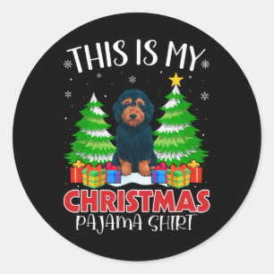 Adesivo Redondo Este É O Meu Natal Pajama Labradoodle Dog Xmas P
