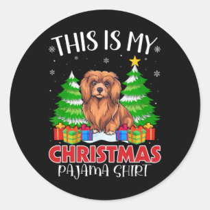 Adesivo Redondo Este É O Meu Natal Pajama Lhasa Apso Dog Xmas Pj