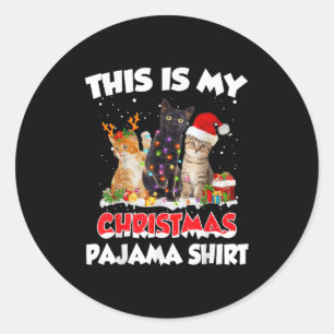 Adesivo Redondo Este É O Meu Natal Pajama Mostra Papais noeis Engr