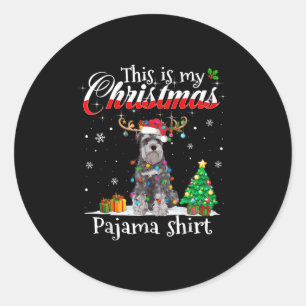 Adesivo Redondo Este É O Meu Natal Pajama Schnauzer E Me Cagou