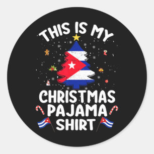 Adesivo Redondo Este É O Meu Natal Pajama Shirt Cu Flag Tree Xma