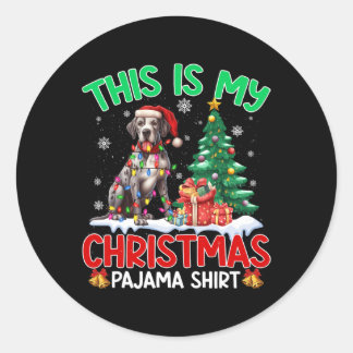 Adesivo Redondo Este É O Meu Natal Pajama, Um Grande Cachorro Dana