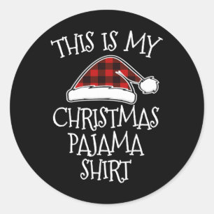 Adesivo Redondo Este É O Meu Natal Pajama Xmas Buffalo Xadrez Verm