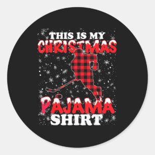 Adesivo Redondo Este É O Meu Natal Pajama Xmas Divertido Hóquei No