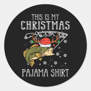 Adesivo Redondo Este É O Meu Pai De Natal Pajama A Pescar Xmas