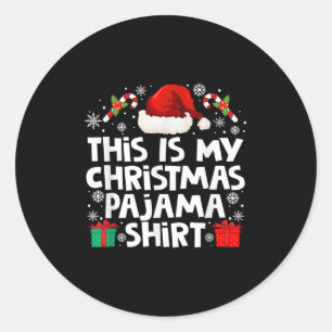 Adesivo Redondo Este É O Meu Pajama De Natal A Camisa Engraçada Xm