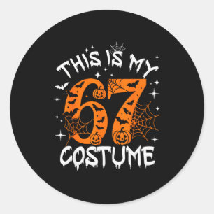 Adesivo Redondo Este É o Meu Traje de Halloween 67 Número 6 7 Meme