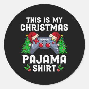 Adesivo Redondo Este É O Meu Vídeo De Jogador Do Pajama Santa Hat