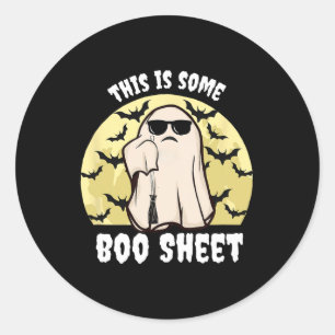 Adesivo Redondo Este É Um Ghost De Halloween De Boas Folhas Sem Te