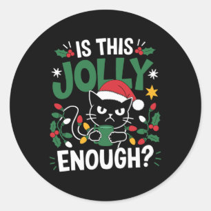 Adesivo Redondo Este Gato Negro Chega De Feliz Natal?