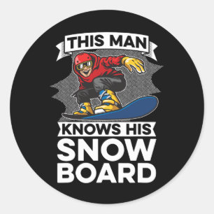 Adesivo Redondo Este Homem Conhece Seu Snowboard - Snowboard Snowb