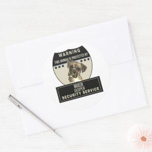 Adesivo Redondo Este Humano está protegido por Boxer Security Shot