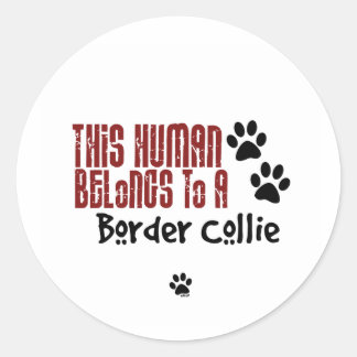 Adesivo Redondo Este Humano Pertence a uma Collie Fronteiriça