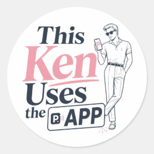 Adesivo Redondo Este Ken Usa o Aplicativo