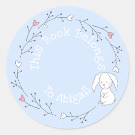 Adesivo Redondo Este livro pertence a - Coelhinho Bonito em Crianç