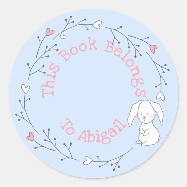 Adesivo Redondo Este livro pertence a - Coelhinho Bonito em Crianç (Frente)