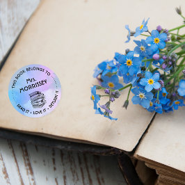 Adesivo Redondo Este Livro Pertence a Personalizado Roxo