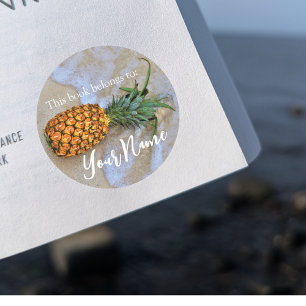 Adesivo Redondo "Este Livro Pertence a" Pineapple Beach Sticker