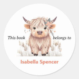 Adesivo Redondo Este Livro Pertence À Vaca Do Planalto Moderno E B