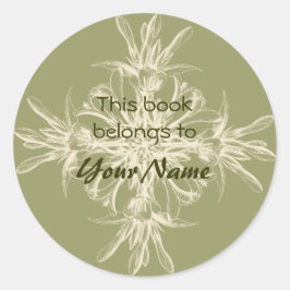 Adesivo Redondo Este Livro Pertence A Vinhetas De Flor